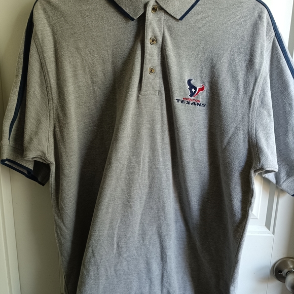 Houston Texans NFL Football Mens Gray Short Sleeve Polo Shirt Size Large - Picture 1 of 5